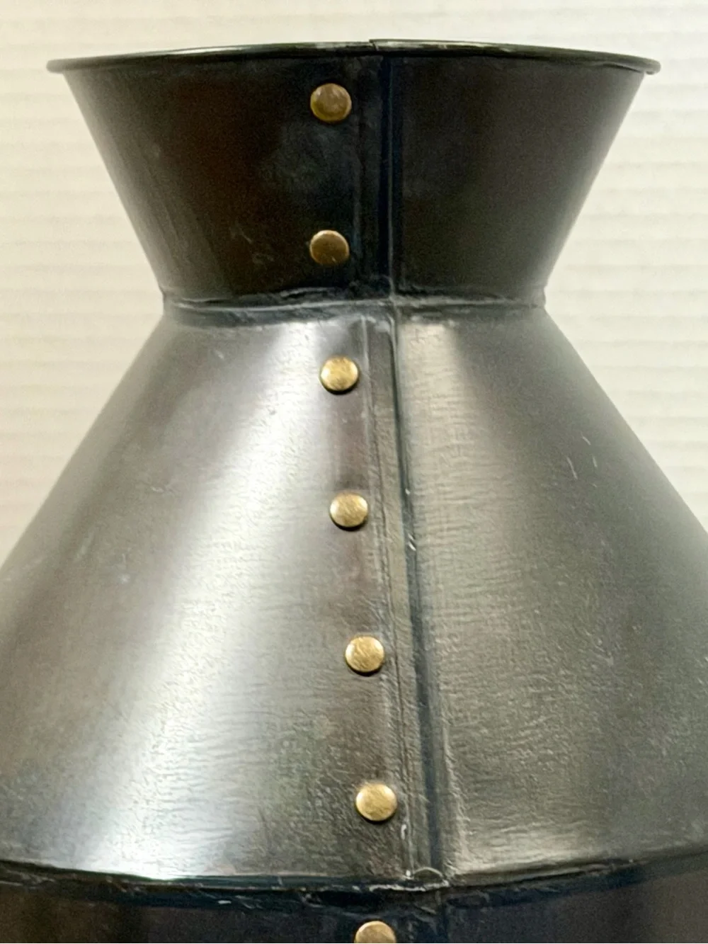 West Elm Black Metal Vase with Brass Rivet Accents 2014